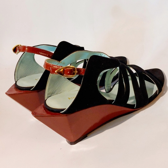RARE Atalanta Weller red & black sculptural wedge sandal, EU40/US9.5 NWT - Picture 4 of 15